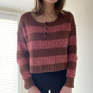 American Eagle Pink and Orange Striped Sweater
